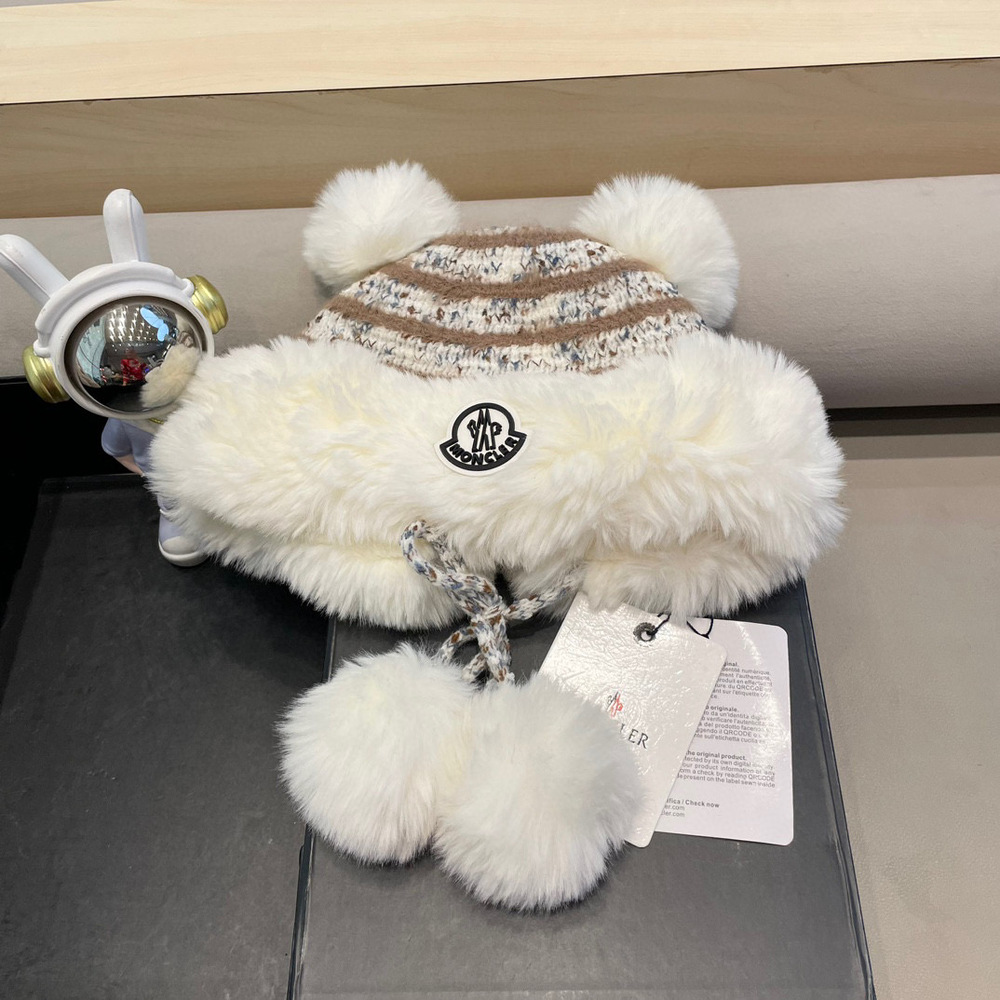 Moncler fluffy ear protectors plush hat